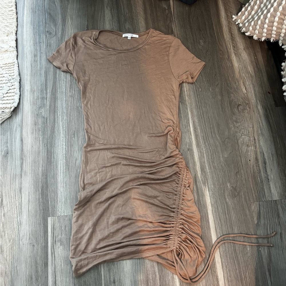 Elegant Brown Ruched Dress